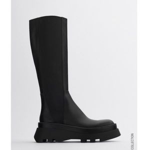 NWT ZARA LUG CHUNKY PLATFORM KNEE HIGH BOOTS 8